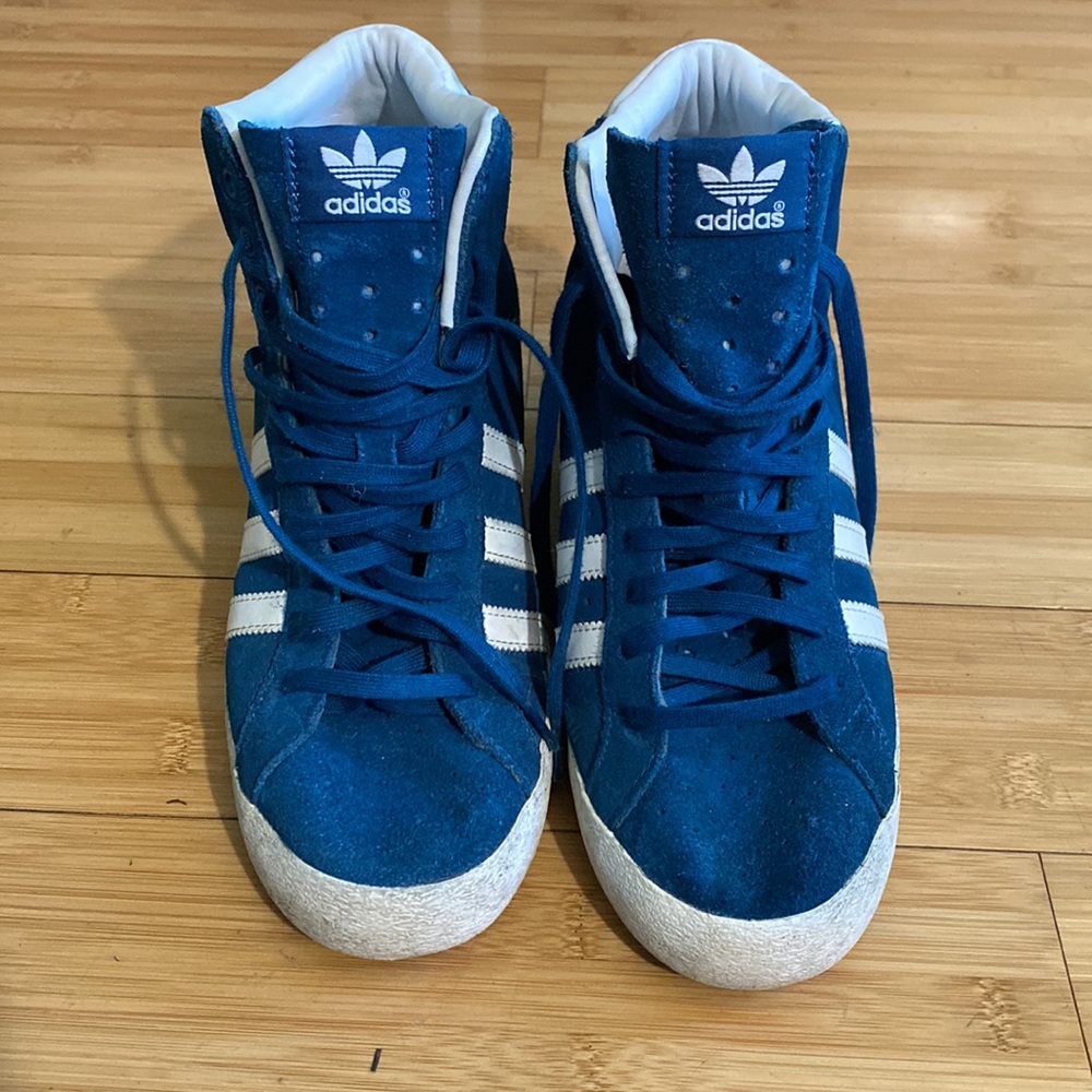 Adidas Blue Suede Basket Profi Hidden Wedge Heel 8.5